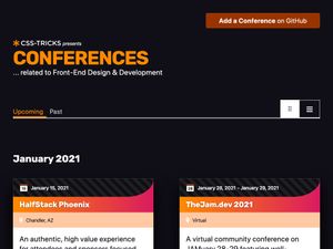 Screenshot of https://conferences.css-tricks.com/