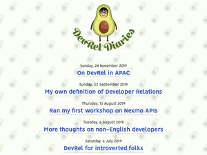 Screenshot of https://devreldiaries.commons.host/